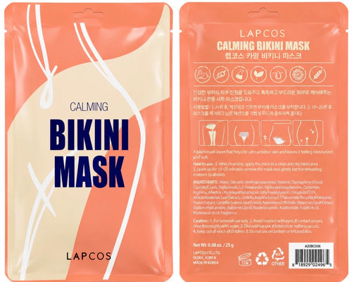 LAPCOS Calming Bikini Mask 25g single use sheet mask front and back packaging